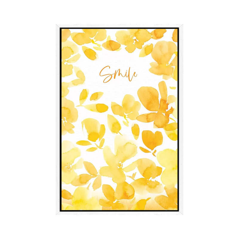 Smile by Stephanie Ryan - Print on Canvas, 66.04cm H x 45.72cm W x 3.81cm D, White Floater Framed