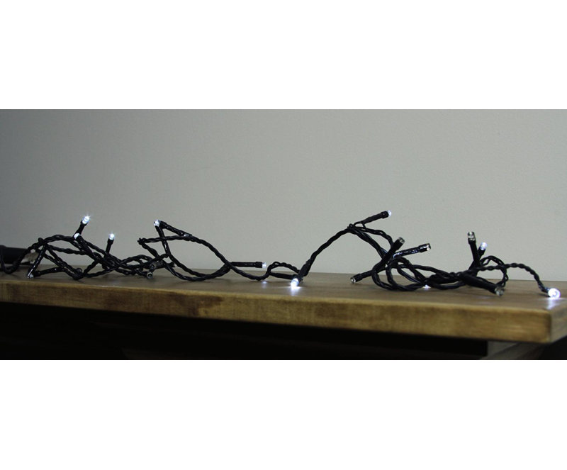 Lumières de Noël scintillantes et fraîches à DEL, H 1 po x l 0,2 po x P 1404 po, Blanc frais / noir