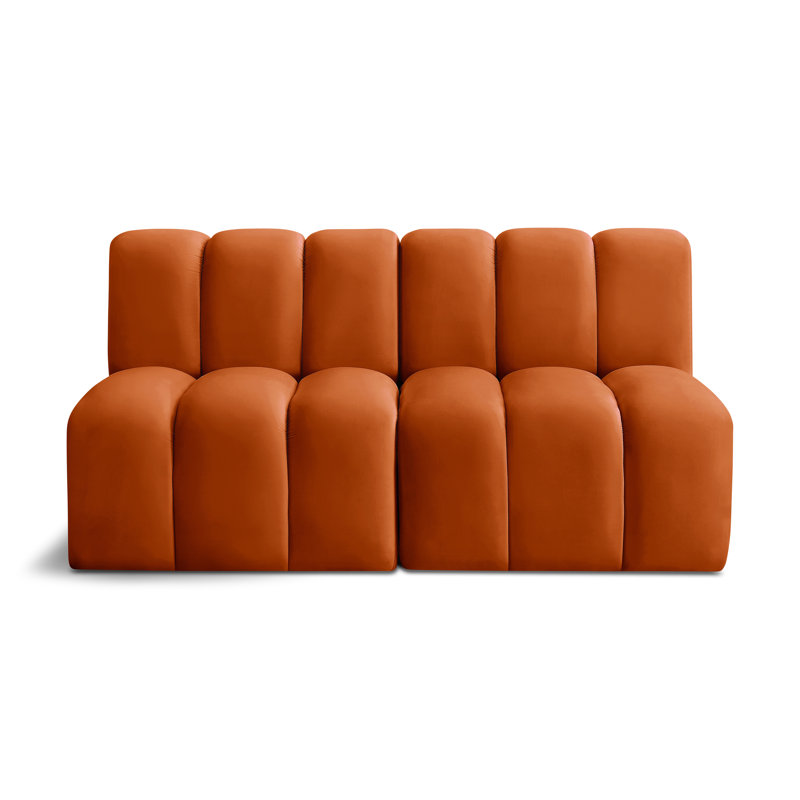 Hiral Upholstered Sectional Reversible, Cognac Velvet