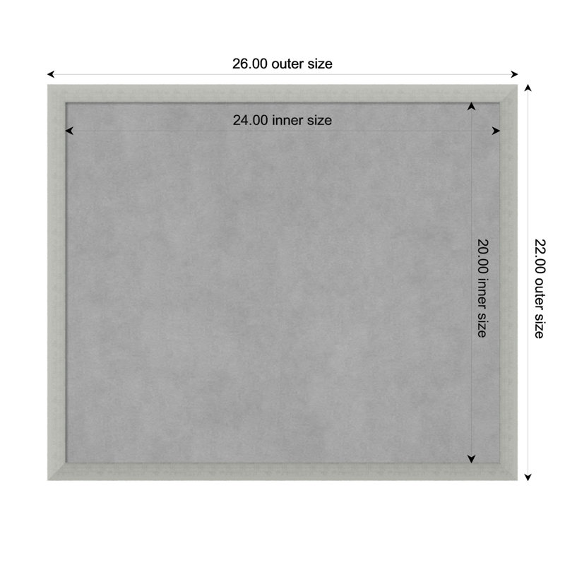 Tableau magnétique encadré feuille d'argent, 22" H x 26" W