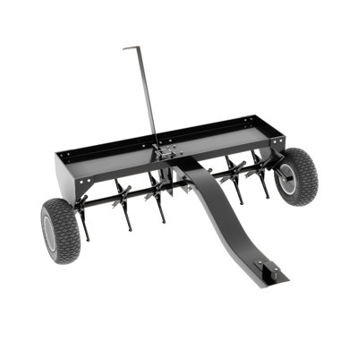 Aérateur de 40 pouces avec attache de pelouse avec attelage universel, aérateur de pelouse avec dents en acier, plateau et roues gonflables pour les jardins, les pelouses et les fermes