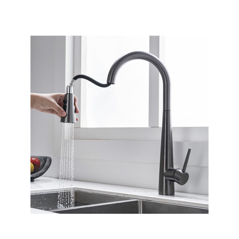 AvaMalis Pull Down Kitchen Faucet, Gunmetal Gray