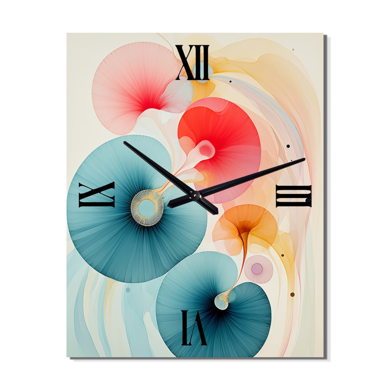 Tender Awakening en bleu rétro I - Très grandes horloges murales géométriques modernes, H 32 po x l 24 po x P 1 po