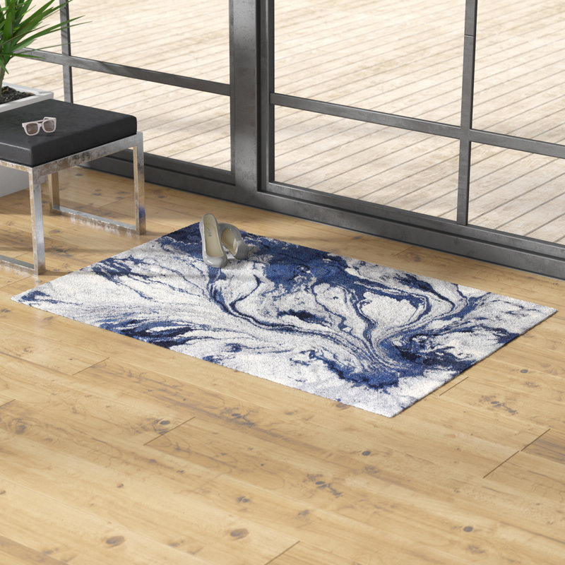 Illusions Abstract Area Rug, Rectangle 3'3" x 4'11", Blue