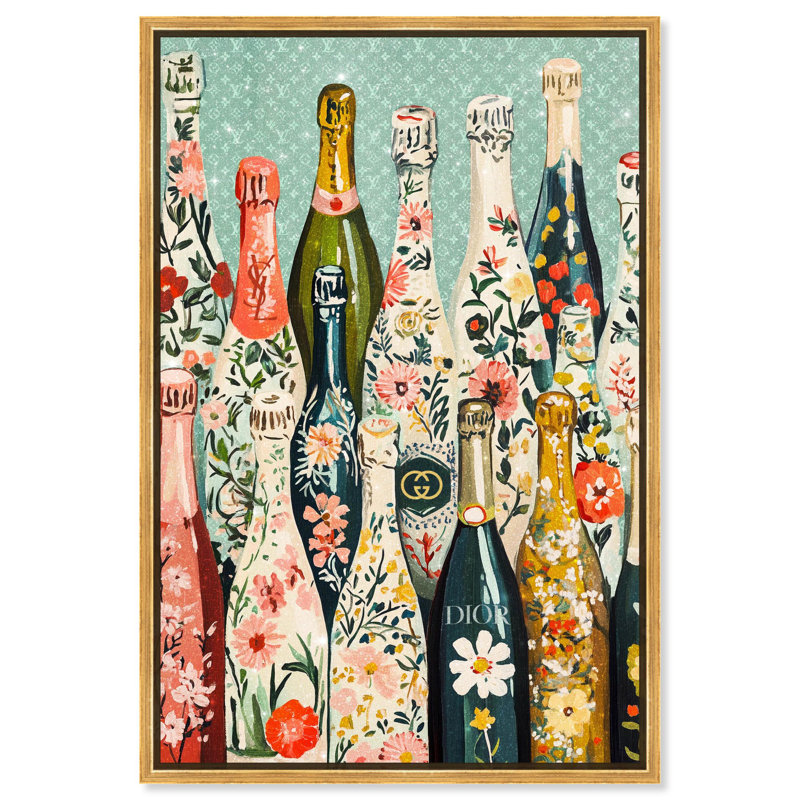 Art floral de la collection Floral , Cadre doré, H 16 po x l 11 po