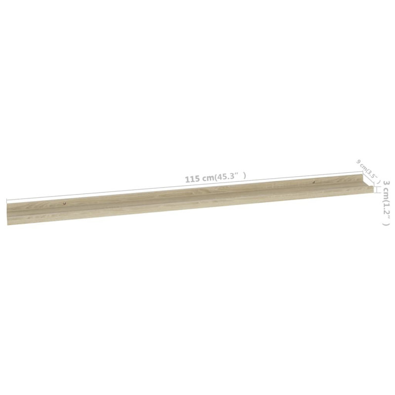 Wall Shelf Floating Shelf Wall Mounted Display Shelf for Photo Frame, Sonoma Oak, 1.2" H x 45.3" W x 3.5" D