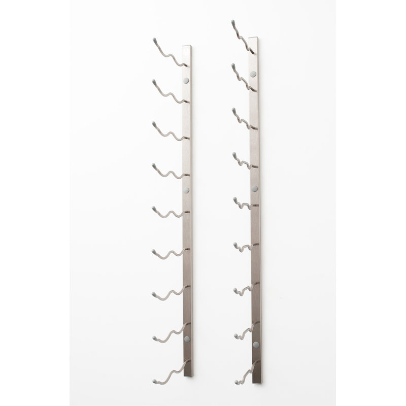 18 Bottle Wall Mounted Wine Bottle Rack, Brushed Nickel
