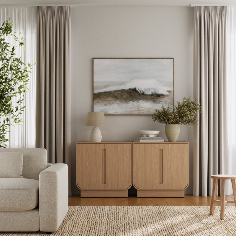 Armoire décorative arquée avec placage de bois de chêne brut, paquet de 2, Chêne brut, H 31,7 po x l 63 po x P 15,7 po, 2