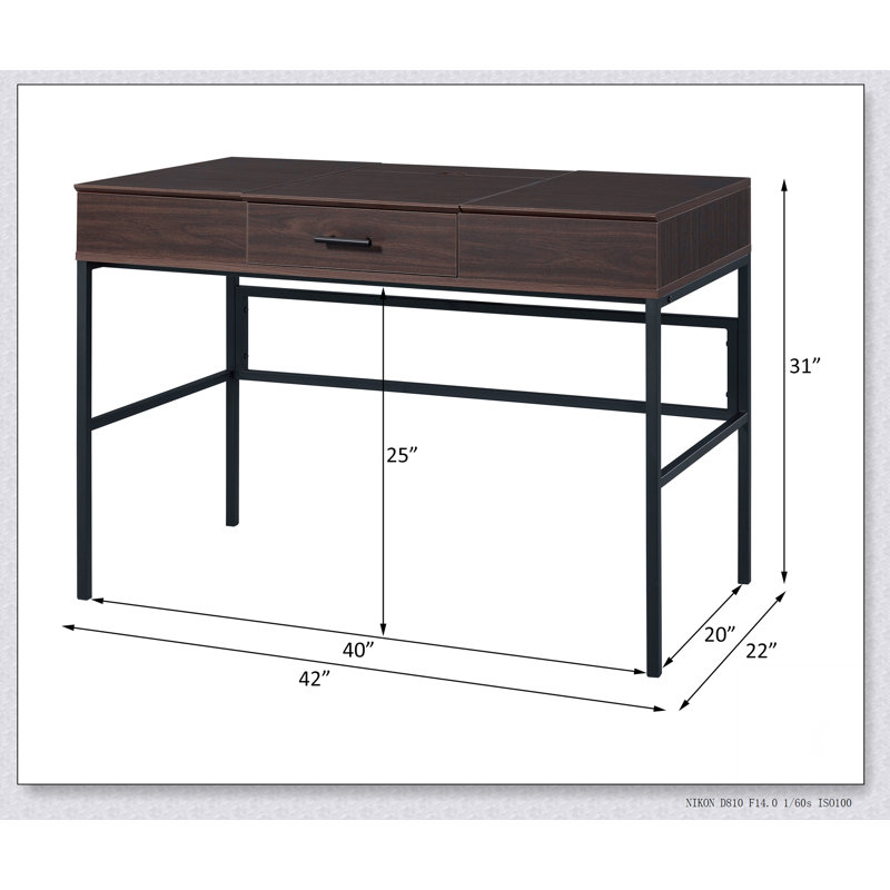 Bureau d'écriture avec port USB Verster, finition chêne et noir