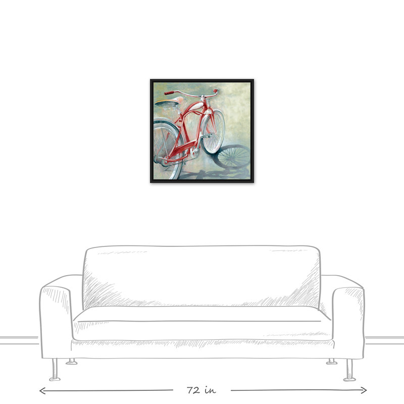 «Red Bicycle Peinture», reproduction de peinture acrylique sur toile, H 24 po x l 24 po, Cadre noir