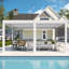 Pergola à persiennes motorisée 12 x 16 pi avec vidéo d'installation, énergie hybride solaire / USB, 4 écrans latéraux automatiques, toit imperméable et cadre en aluminium antirouille, lumières DEL à distance pour terrasse, patio et spa-133438551