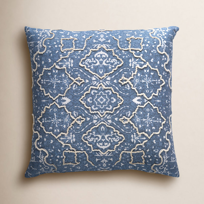 Caitlyn Embroidered Linen Throw Pillow, 22" H x 22" W x 0.2" D, Dark Green, No Fill