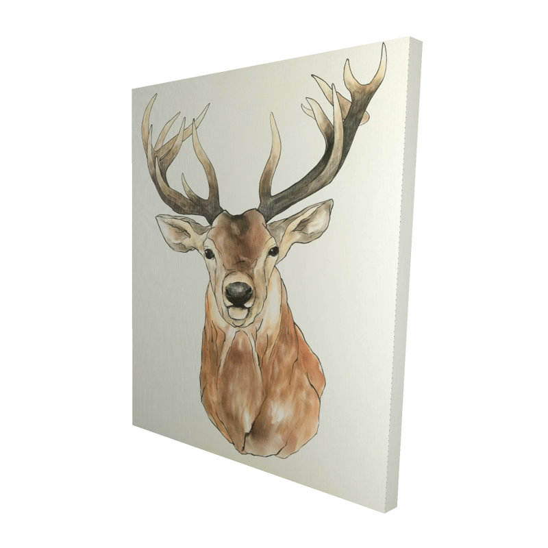 Portrait de chevreuil - Toile brune scandinave