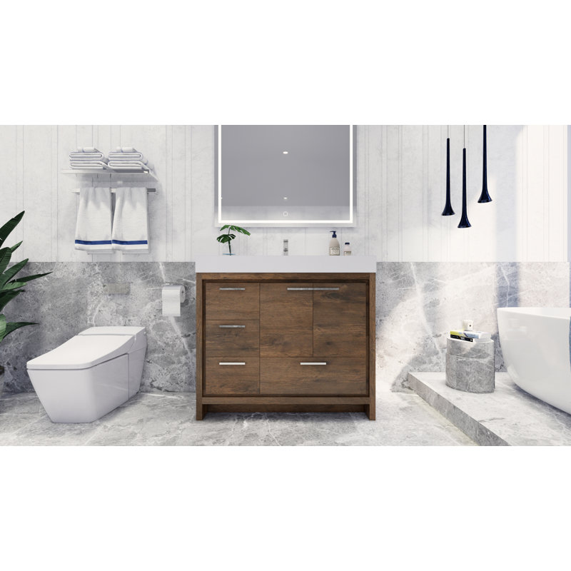 Ensemble de meuble-lavabo simple 42 po Loyne, Palissandre, Chrome