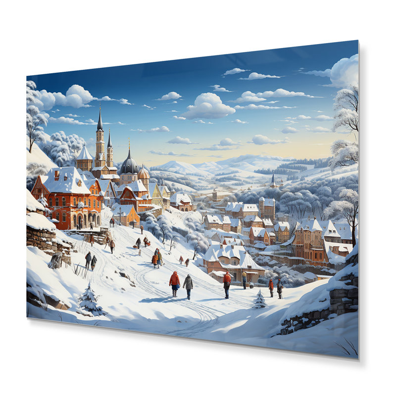 Winter Village Carnival V - Décoration murale paysages en métal, H 24 po x l 32 po x P 1 po