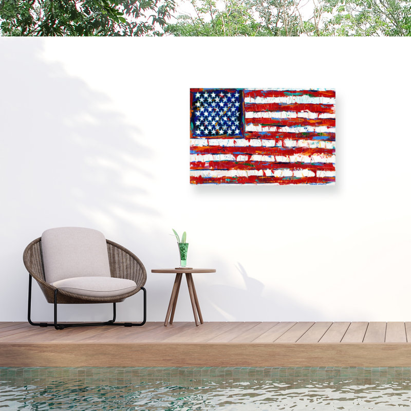 Toile d'extérieur «Dramatic Stars and Stripes» de Carolee Vitaletti, H 30 po x l 47 po x P 1,5 po
