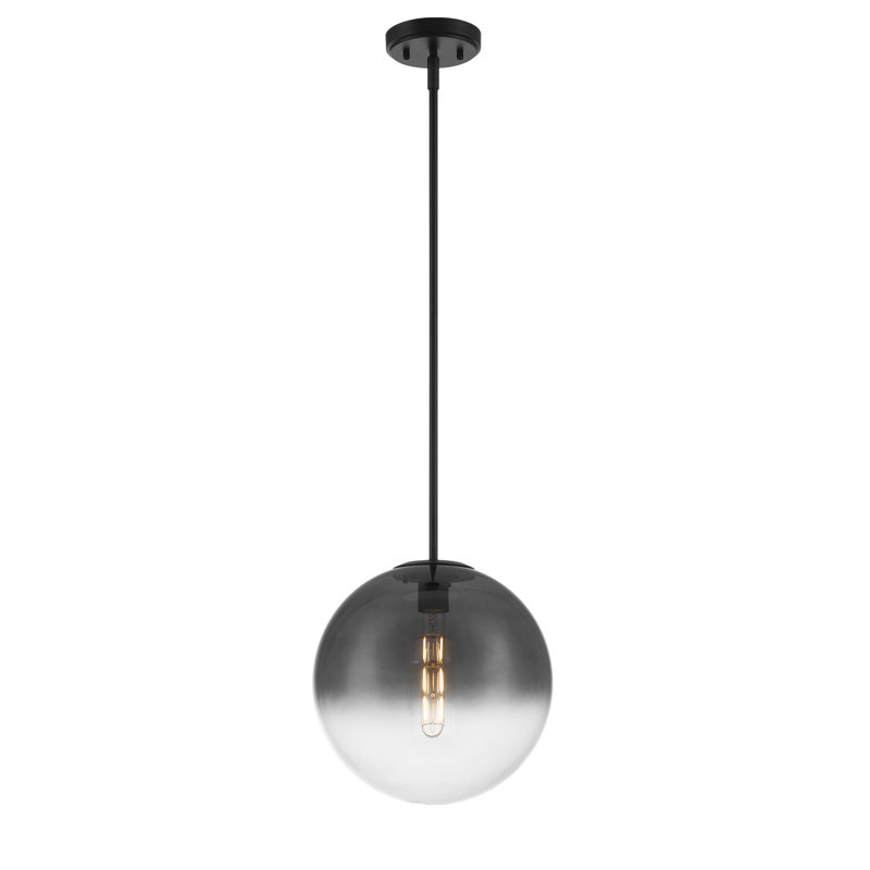Luminaire suspendu en verre 12 po, Noir mat, Noir