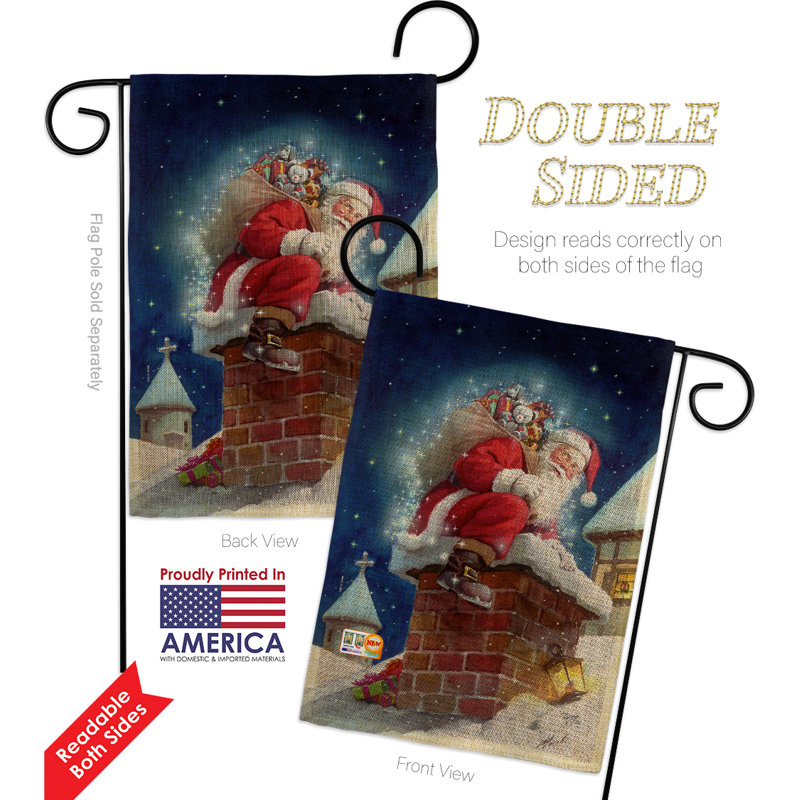 Cheminée de Noël d’hiver avec impressions 2 faces polyester 19 x 13 po Drapeau de jardin