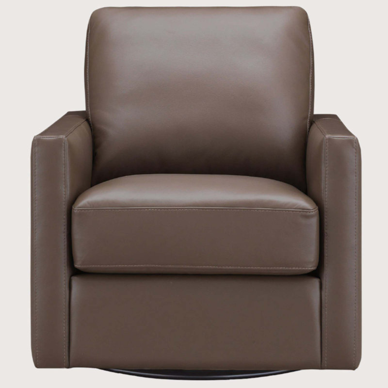 Chaise pivotante en cuir Vara, Cuir véritable brun granit Dillon Pirouette