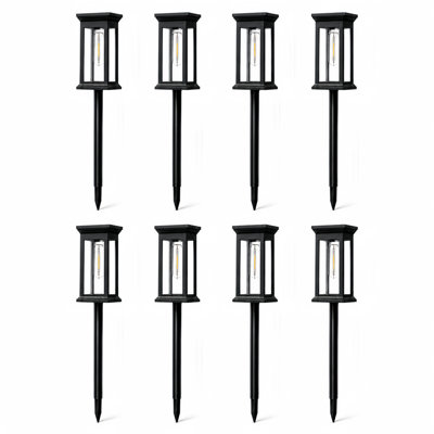 Éclairage de sentier solaire d'extérieur, ampoules de paysage à DEL Edison rétro avec marche / arrêt automatique, piquets de jardin solaires imperméables pour cour, patio et allée