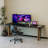 Black + Light walnut Rectangular Solid Wood  desk-744118834