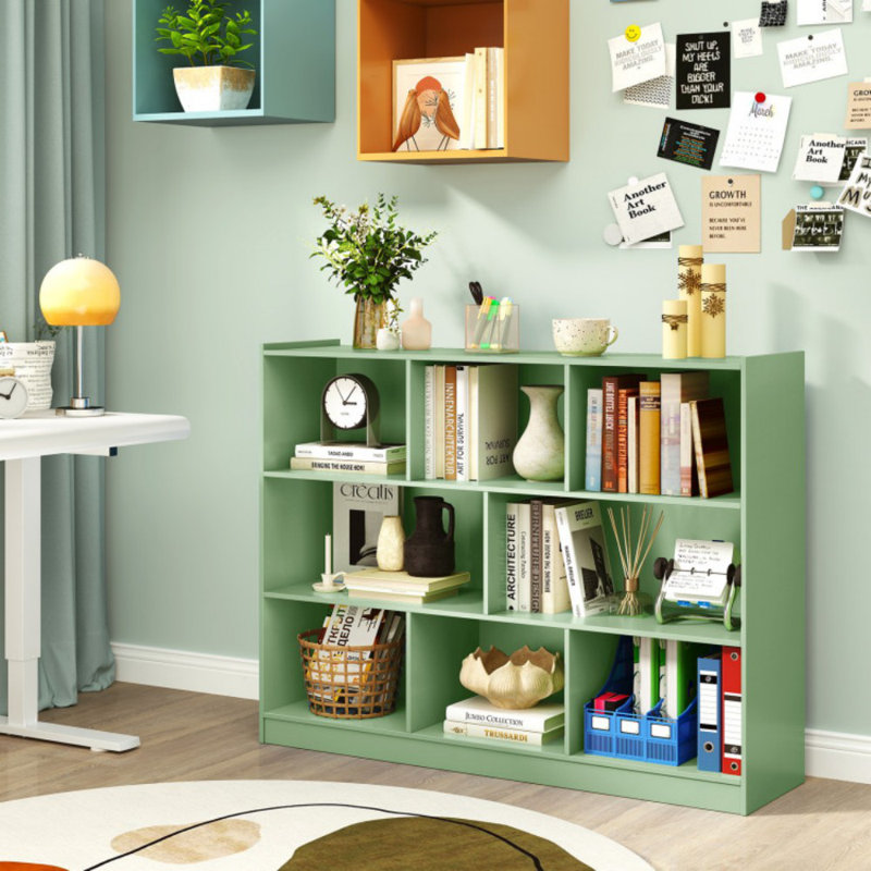 Étagère de rangement à 3 niveaux et 8 cubes, Vert