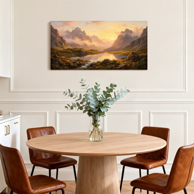 «Abstract Mountain Valley Sunset», reproduction d'art sur toile, H 16 po x l 32 po