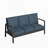 75" All-Weather Aluminum 3-Seat Patio Sofa With Thick Blue Cushions & Black Frame-1756321387
