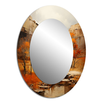 Bold Landscape Canyon Desert IV - Orange Oval Wall Mirror Decor