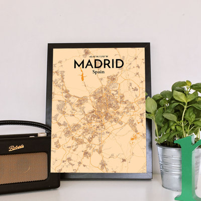 Madrid City Map - No Frame Print