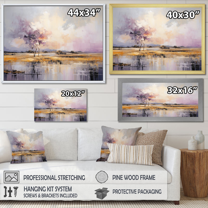 «Gray Lightning Storm Country Charm», reproduction sur toile, H 30 po x l 40 po x P 1,5 po, Cadre naturel flottant
