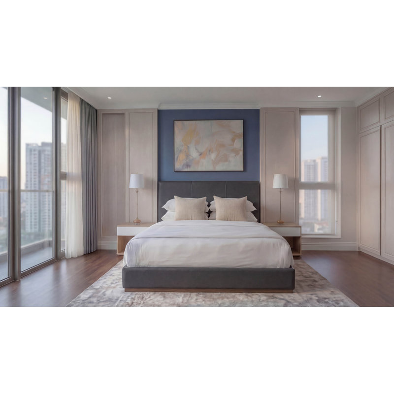Madrid/WRC Leather Bed, Gray