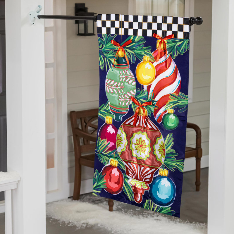 Joyeuses fêtes ornements appliques drapeau de maison
