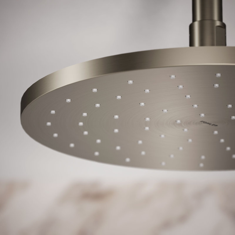 Contemporary Multi Function Rain Shower Head, Vibrant Brushed Nickel, Square, 1.75 GPM