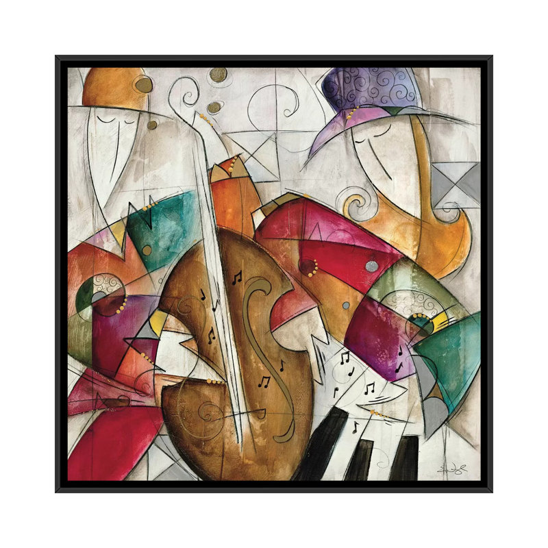 «Jam Séance II» par Eric Waugh, impression sur toile, H 18 po x l 18 po x P 1,5 po, Toile avec cadre flottant noir