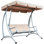 Balancelle d'extérieur 3 places avec balançoire de patio avec auvent réglable, siège respirant et structure en acier pour le jardin, le bord de la piscine, l'arrière-cour, beige Outsunny