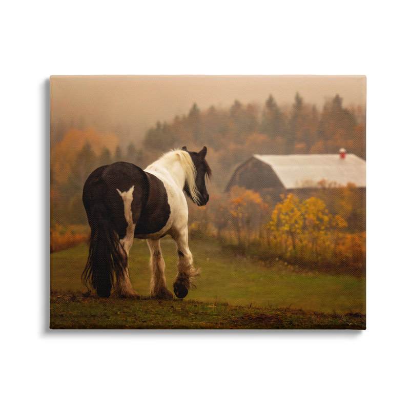 Cheval donnant sur une grange par PHBurchett, H 30 po x l 40 po x P 1,5 po