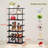 7 Tier Vertical Shoe Rack, Narrow Wooden Shoe Storage Organizer For 14 Pairs, Space Saving Shelf For Entryway Living Room, Black & Rustic Brown