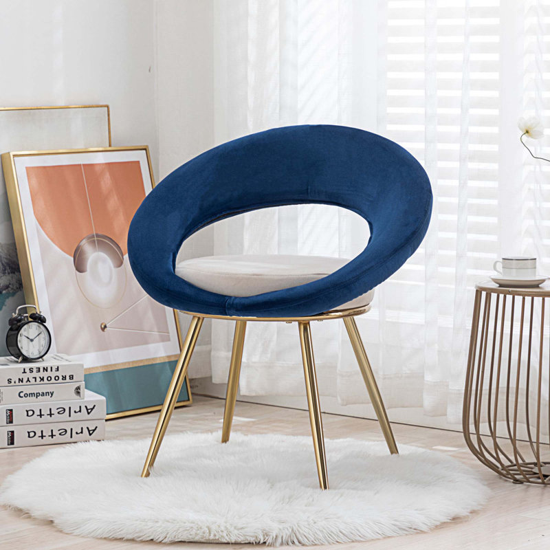 Chaise d'appoint en velours 26,3 po Henia, Velours bleu