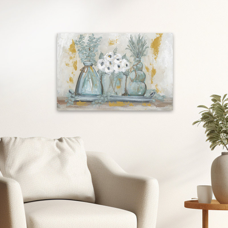 Verre trio floral, H 16 po x l 24 po