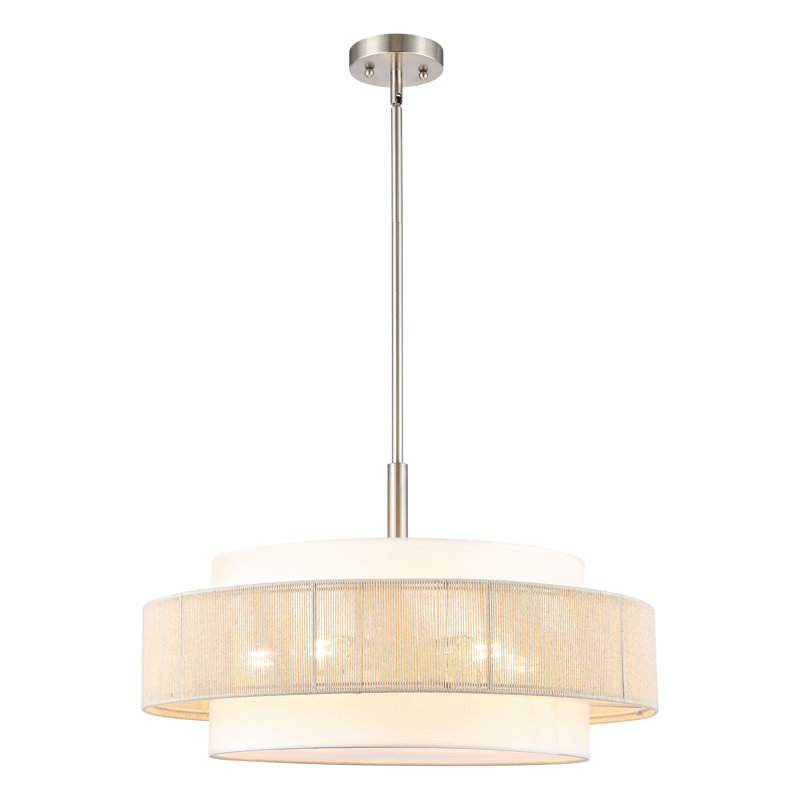 Reenat 5-Light Dimmable Drum Chandelier, Nickel