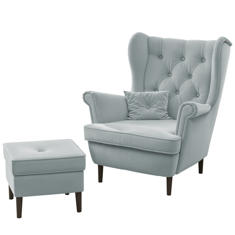 Upholstered Armchair, Blue, Black