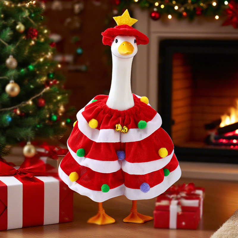 Déguisement de Noël avec chapeau robe de fête avec clochettes et pompons arbre rouge et vert