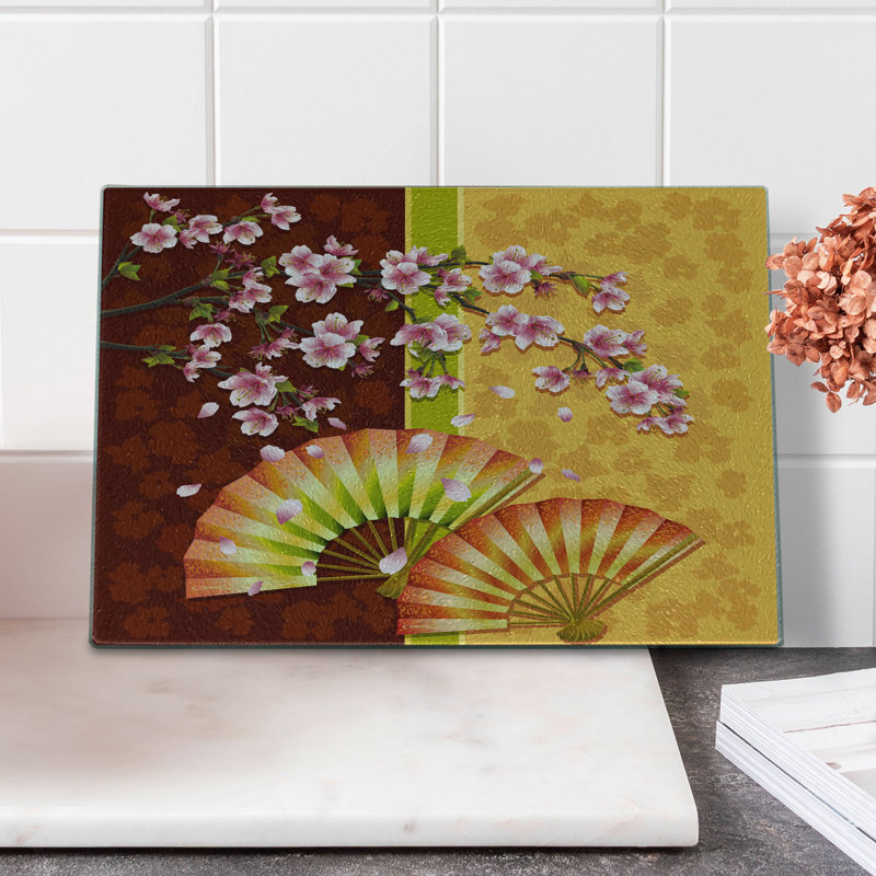 Planche à découper en verre trempé à motif floral Ambesonne Sakura Blossoms