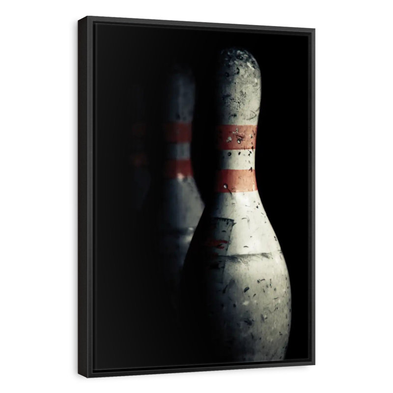 Shabby Bowling Pins, 25" X 37", Floating Frame Black