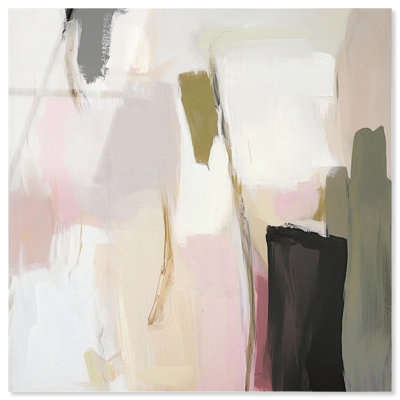 «Dynamic Color I», art abstrait acrylique neutre par Art Remedy, prêt à être accroché