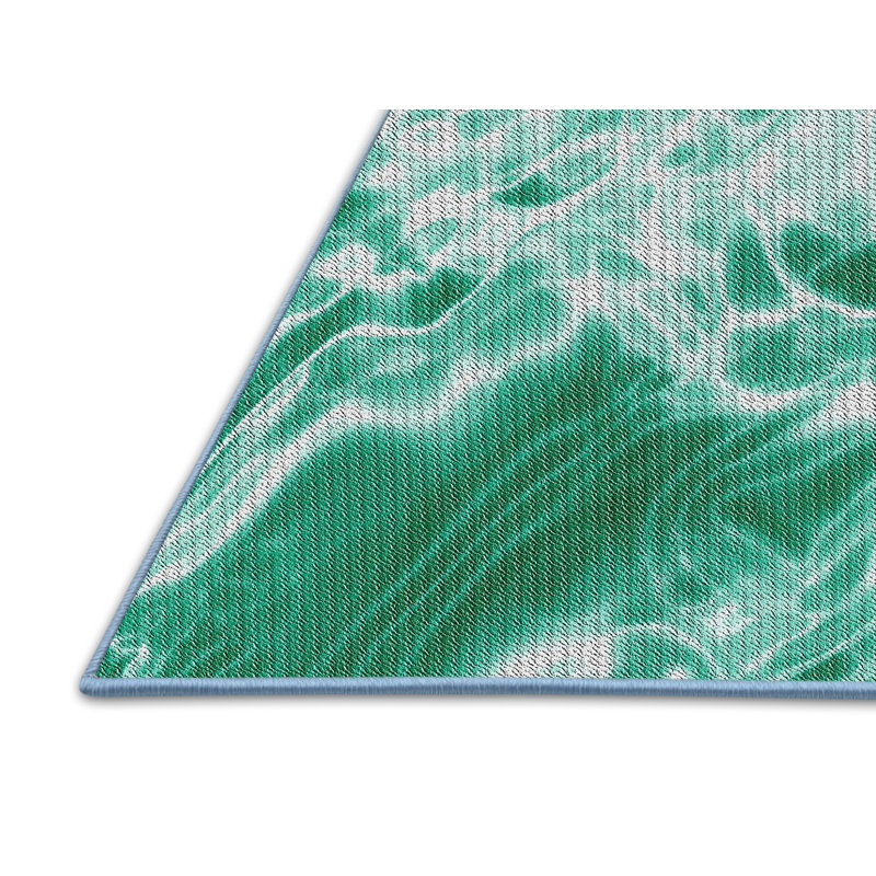 Vert abstrait Tapis décoratif, Rectangle 5 pi x 7 pi