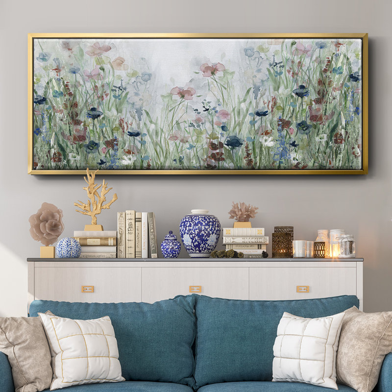 Champ de fleurs sauvages - toile encadrée, H 20 po x l 50 po