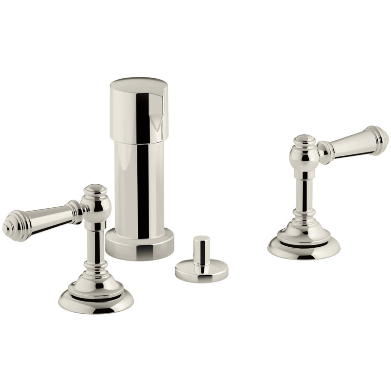 Robinet de bidet espacé avec poignées Artifacts, Nickel poli éclatant, Levier