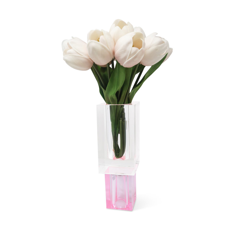 Vase carré en cristal, H 7,50 po x l 3,25 po x P 3,25 po